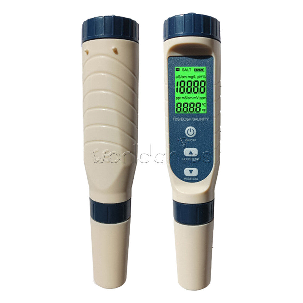 5 in 1 pH Tester Digital PH Tester Pen 0.01 High Accuracy IP65 Water Testing Kit