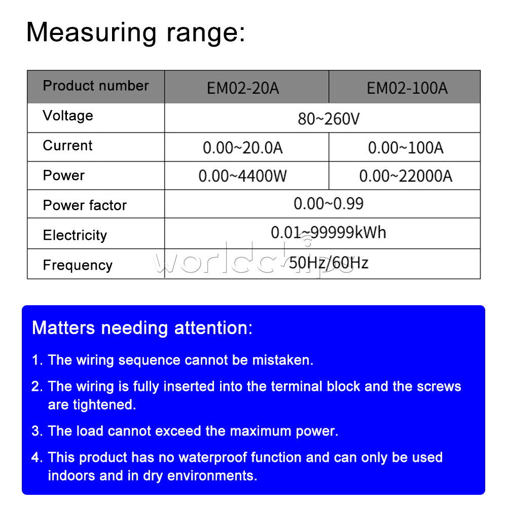 Digital LCD Electrical AC Combo Meter Voltage Current Amp KWh Watt Power Monitor