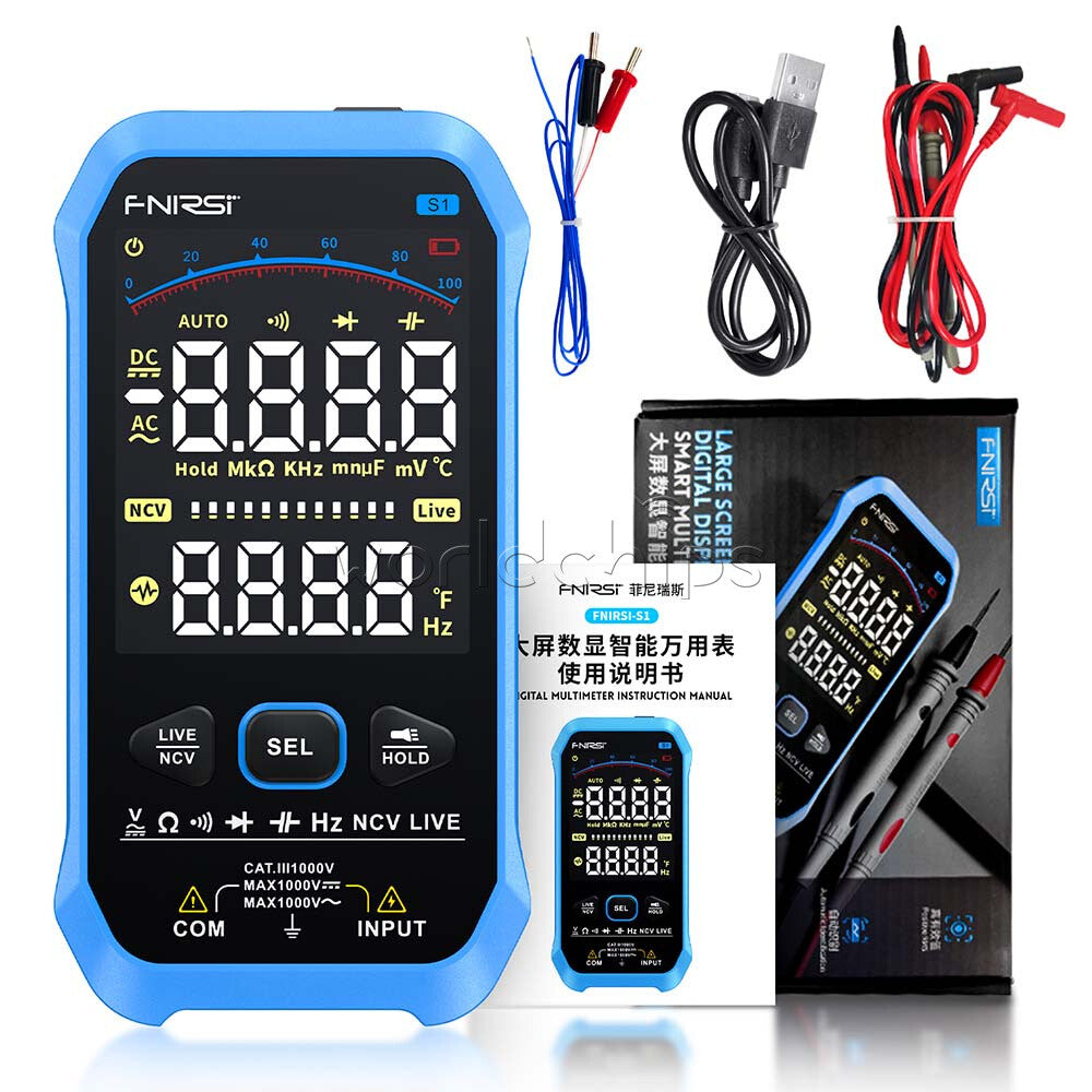 FNIRSI S1 Multimeter 9999 Counts AC DC Voltage Resistance Capacitance Diode NCV