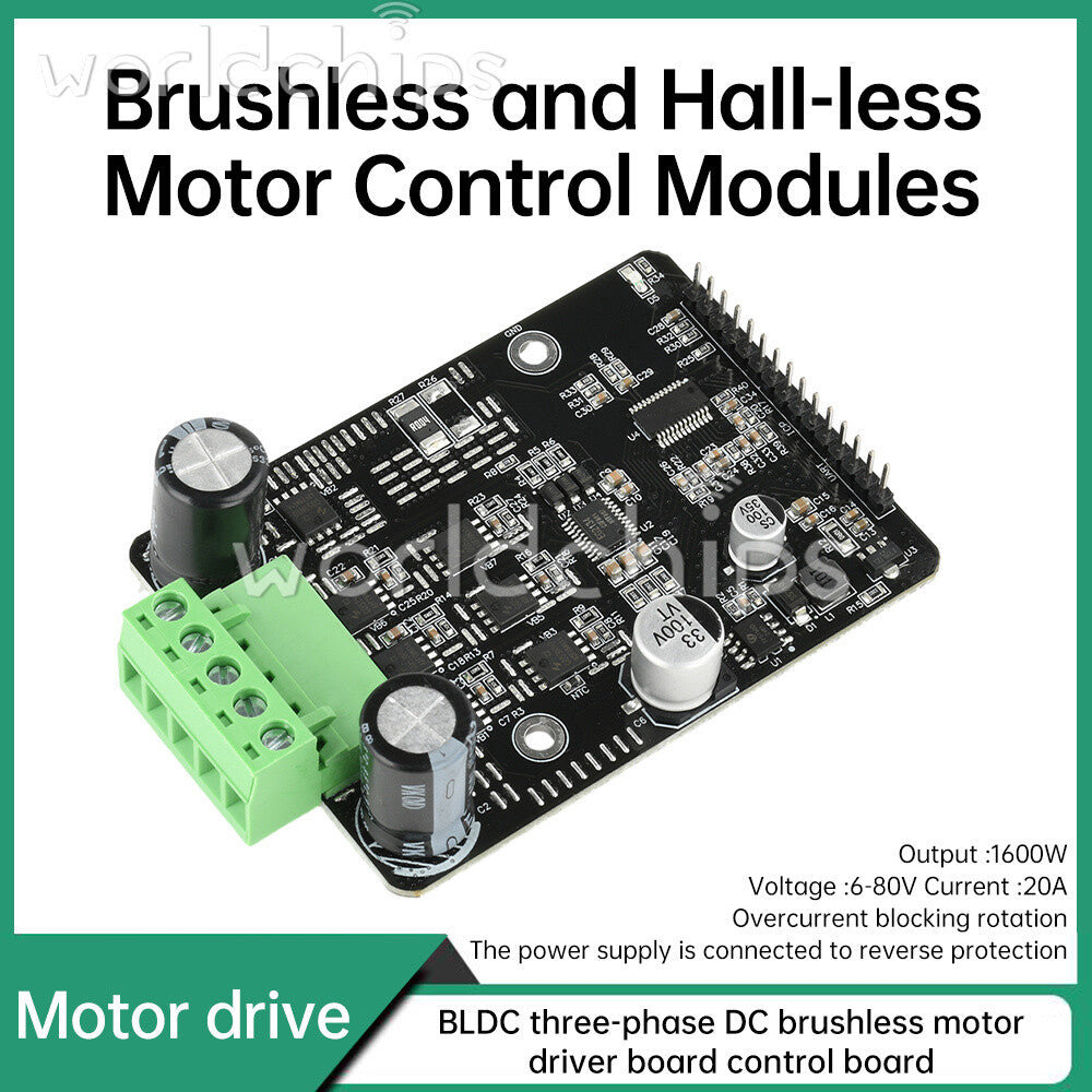 DC 6-80V BLDC 3-Phase DC Brushless Motor Controller 1600W 50A PWM Motor Driver