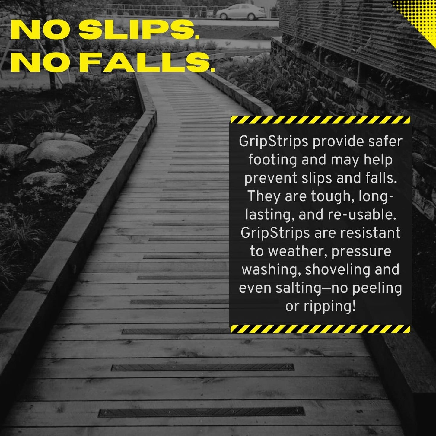 Anti-Slip Treads, 8-Pack, 32"x2", Black, Outdoor Safety Strips