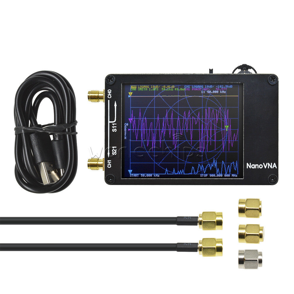 50KHz-900MHz 2.8" Touch TFT NanoVNA Vector Network Analyzer HF VHF UHF Antenna