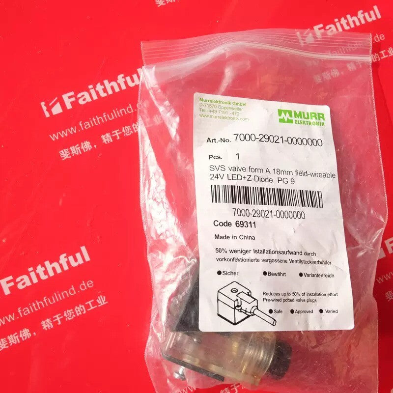 1pcs MURR Solenoid Valve Plug 7000-29021-0000000 24V