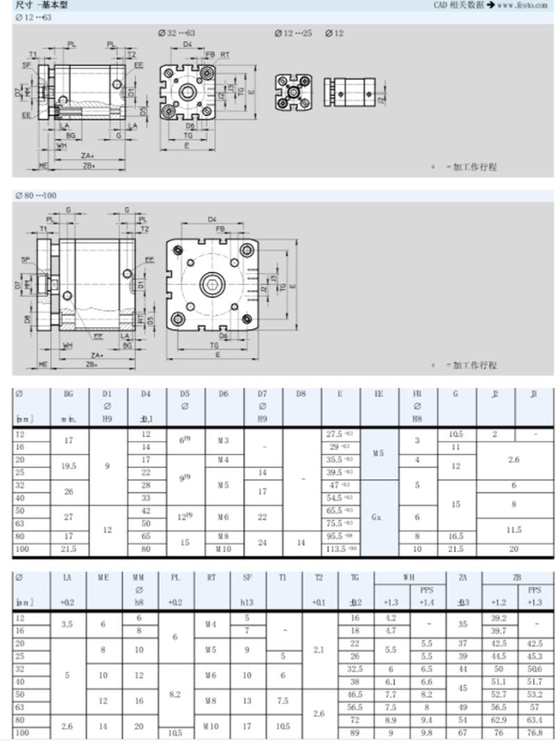 For FESTO ADNGF-50-25-P-A Compact cylinder Type