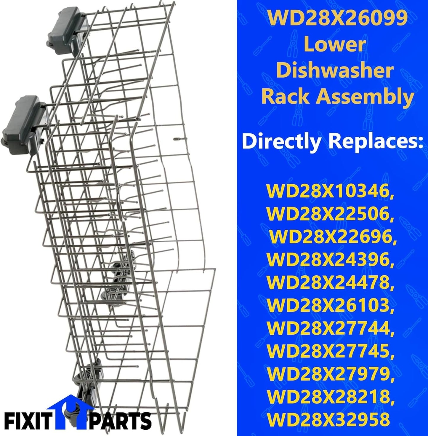 Dishwasher Lower Dishrack Assembly - Compatible with GE Models, US Supplier