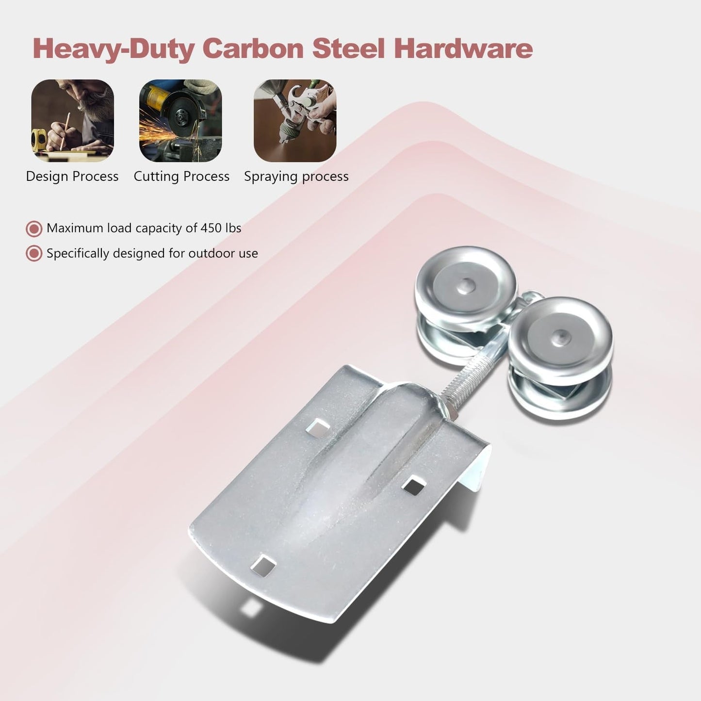 16FT Galvanized Steel Sliding Barn Door Hardware Kit, 450lbs Capacity