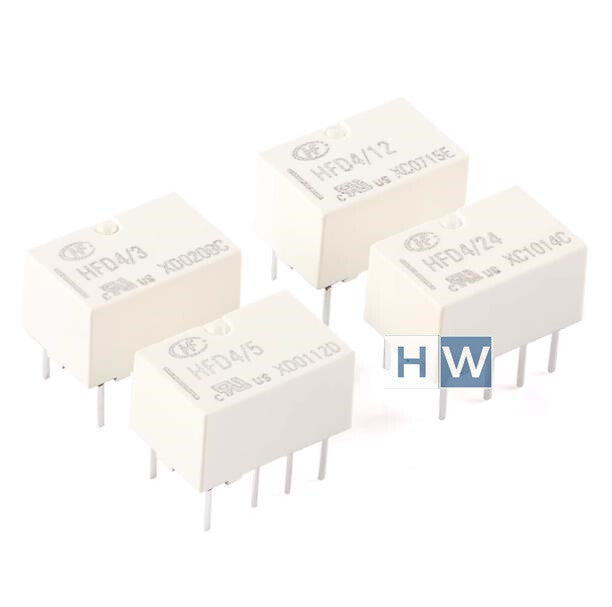 10Pcs  Hongfa Inline Relay HFD4/3 HFD4/5 HFD4/12 HFD4/24 Relay 3V 5V 12V 24V