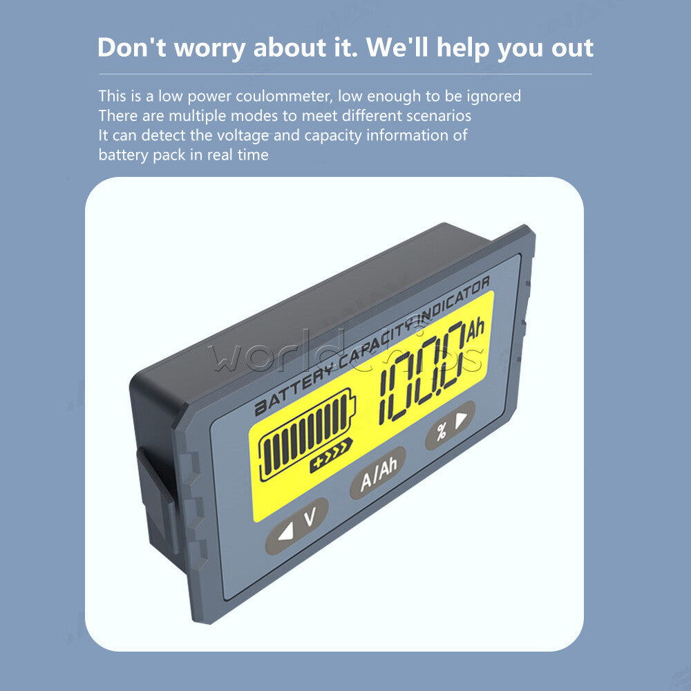 TY23  Coulometer Voltmeter 50A 100A Lifepo4 Battery Tester Capacity Indicator