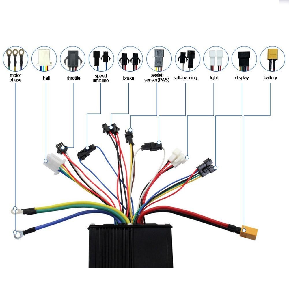 Electric Bike 1500W Brushless Controller with LCD Display for 36V 48V Scooter