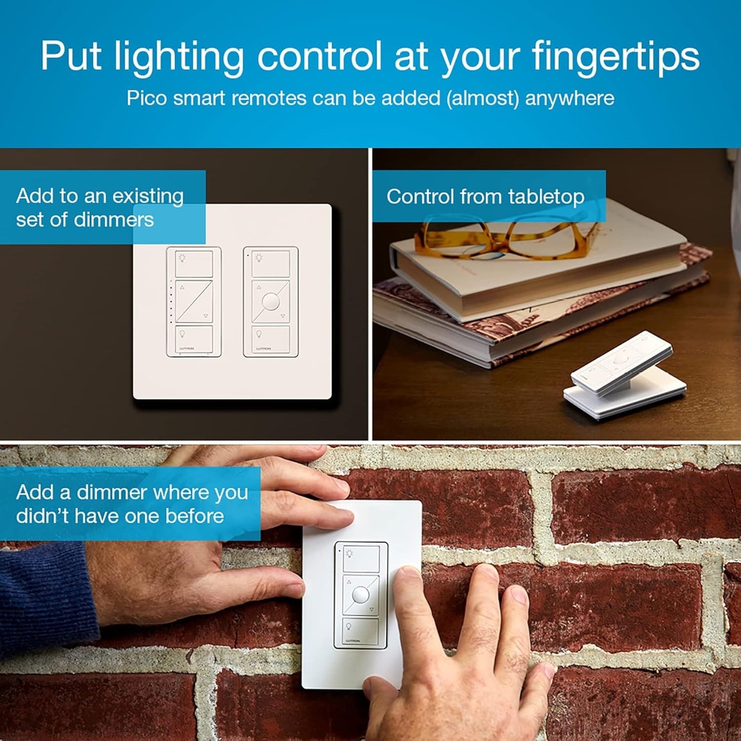 Smart Dimmer Switch Kit, Caseta, 2 Dimmers, Hub, No Neutral, 150W