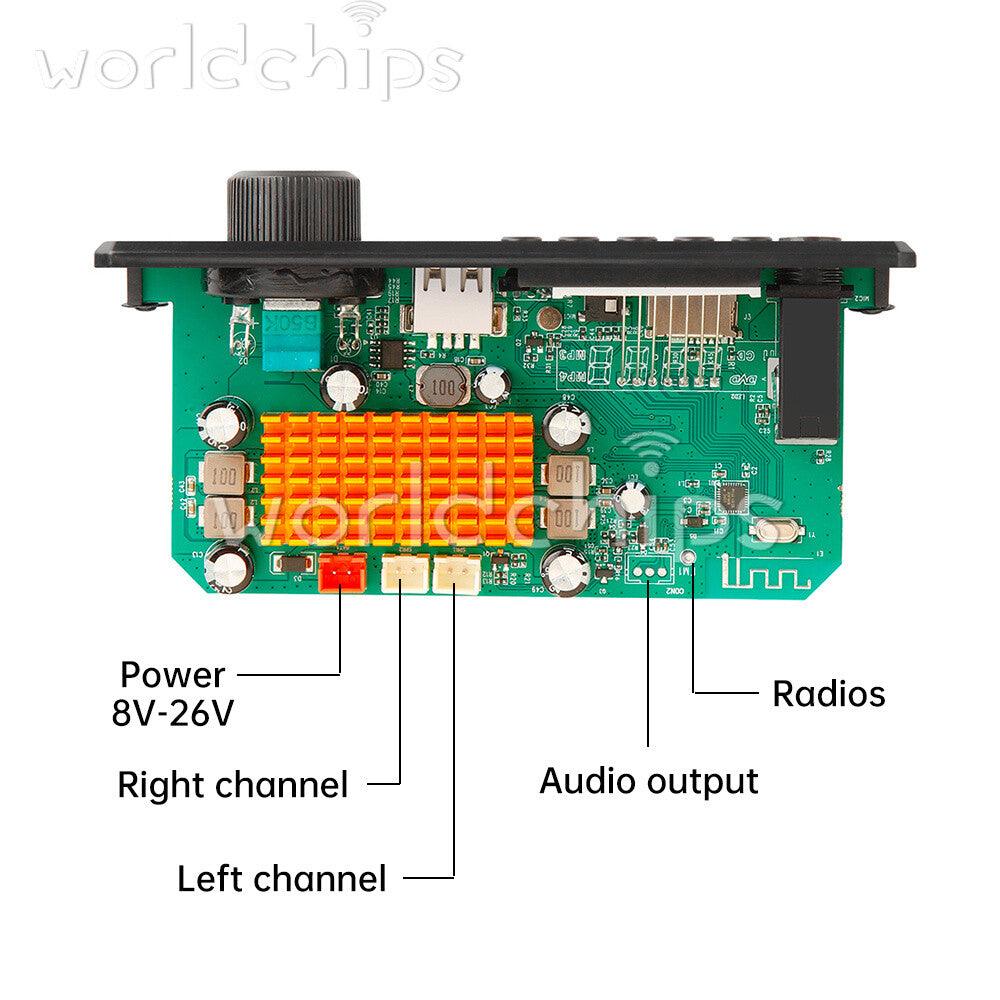 TPA3116 200W Amplifier Bluetooth Audio Decoder Board USB FM Radio Music Player