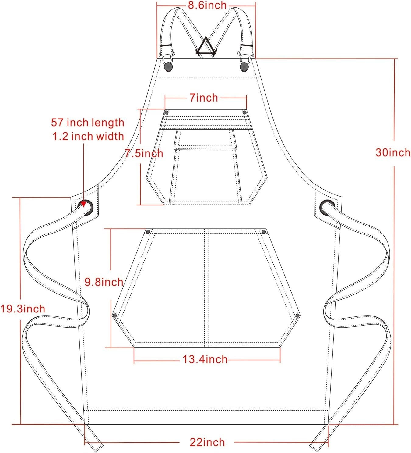 Denim Apron with Pockets, Adjustable Cross Straps, for Work & Crafts