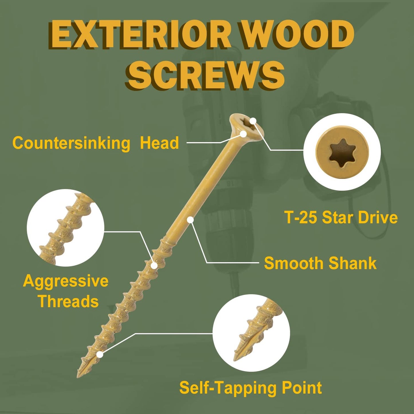 Deck Screws 3 Inch, Wood Screws #10 X 3, 300 PCS, Rust Resistant, Exterior Epoxy