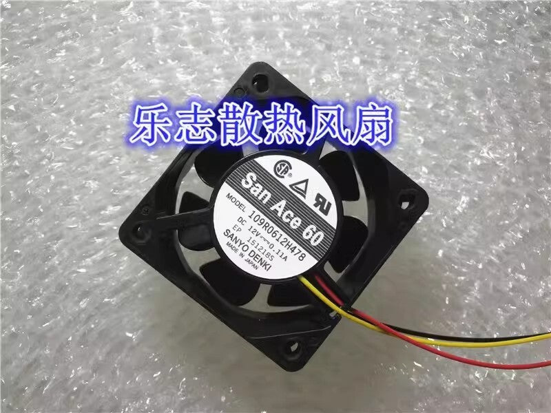 Sanyo San Ace 60 109R0612H478 6025 DC12V 0.11A 3-Wire Silent Cooling Fan