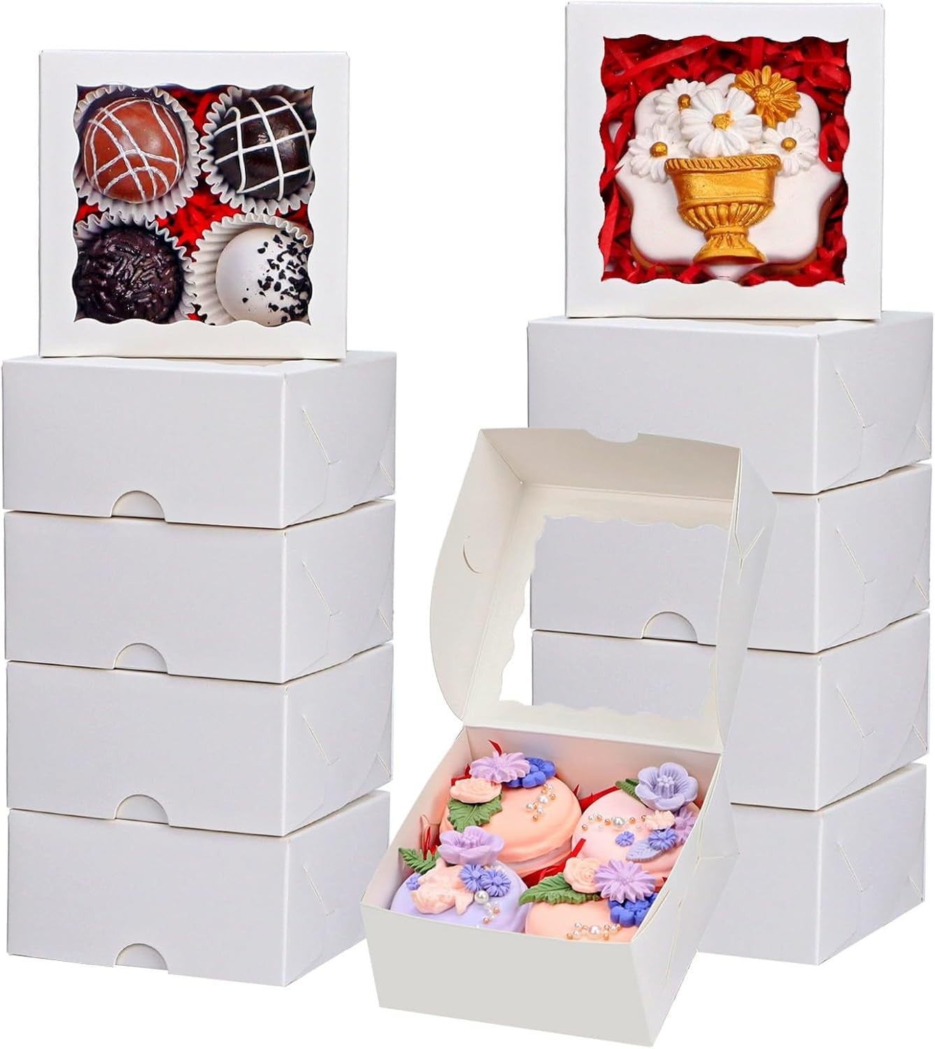 Romanticbaking 40 Pack Bakery Boxes 4X4X2 Inches Cookies Boxes Mini Bundt Cake B