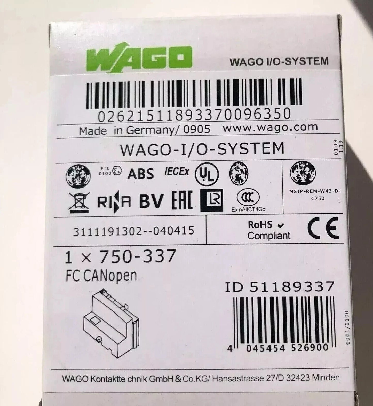 1PCS  WAGO 750-337 Buscoupler DeviceNet Module 750 337 #P