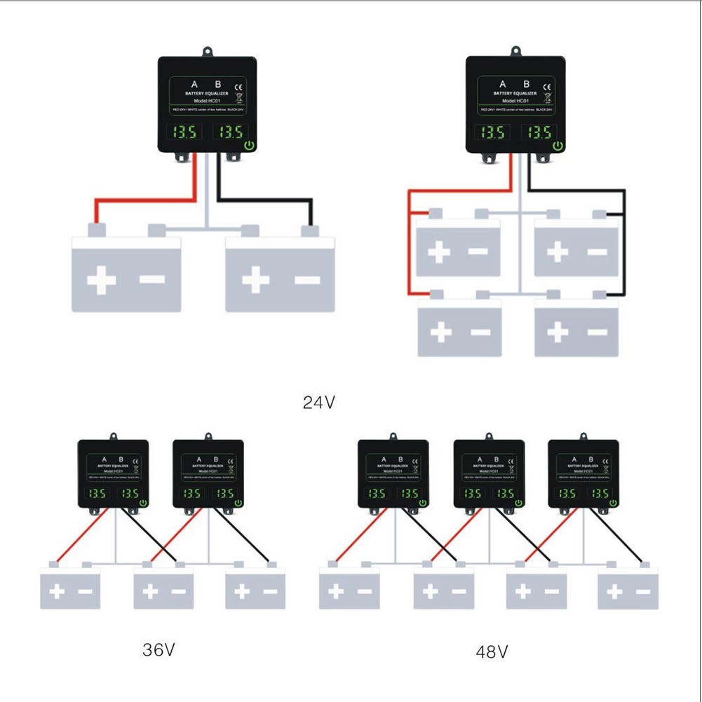 HC01 HC02 Battery Equalizer 24V 48V with Touch Control for Balanced Performance