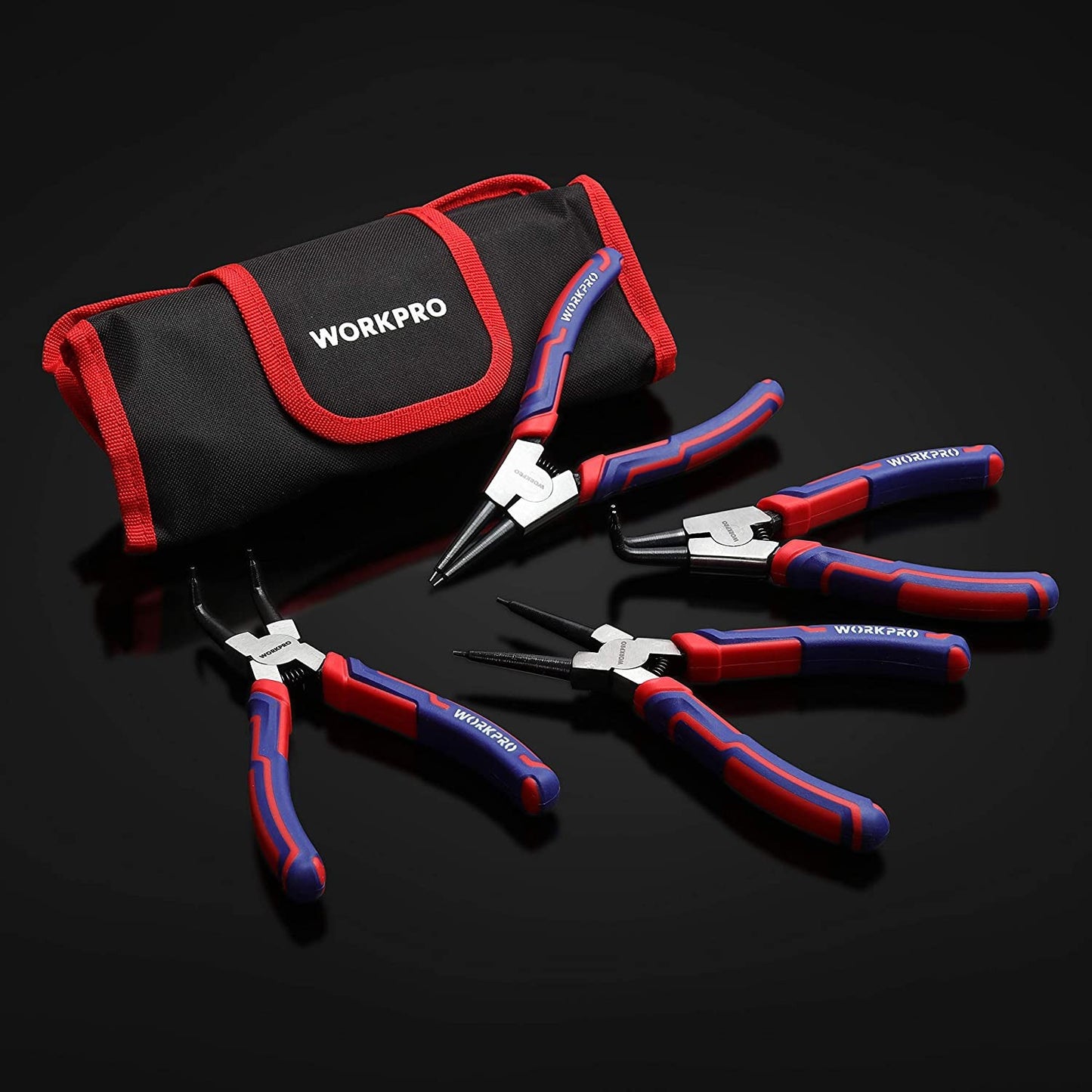 4-Piece Snap Ring Pliers Set - Heavy Duty 7-Inch Internal/External Circlip Plier