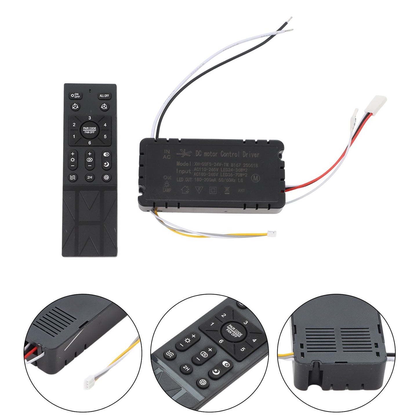 Ceiling Fan Light Remote with Wireless Variable Speed Control and Battery