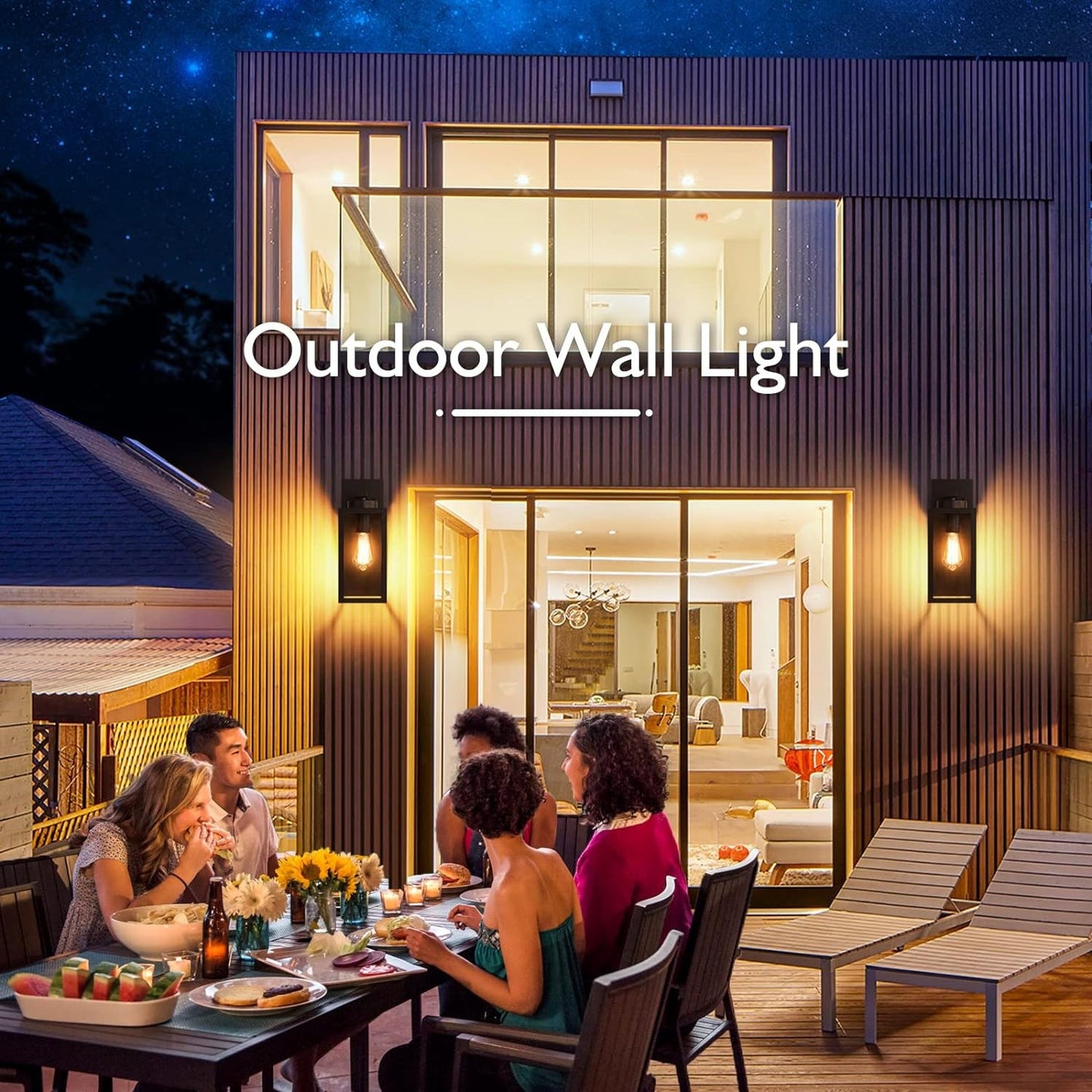 Outdoor Wall Mount Lantern,Waterproof,Matte Black Finish,Glass Shade, E26 Socket