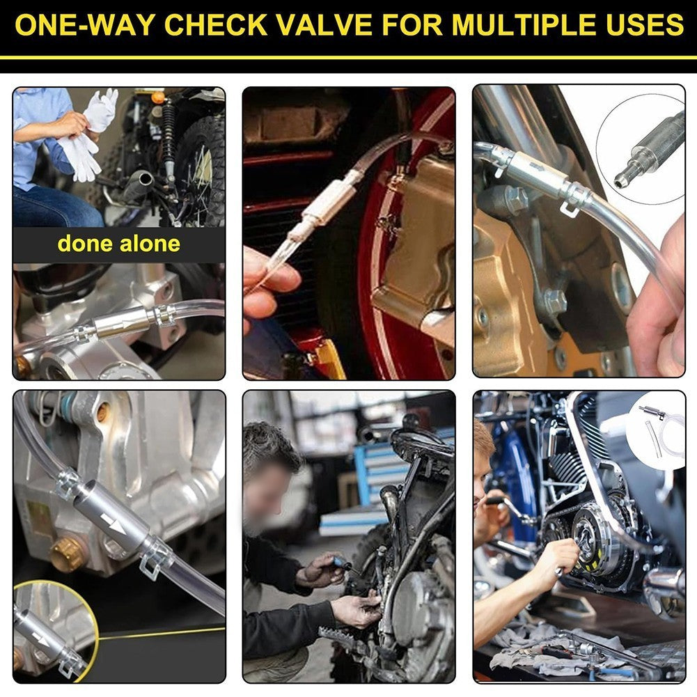 Brake Bleeder Kit for Hydraulic Brake Systems with One Way Valve Design
