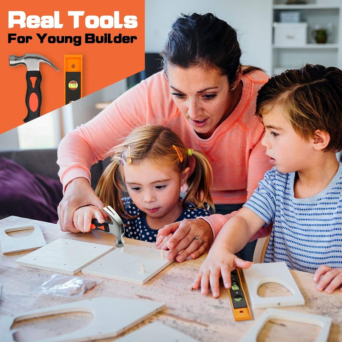 95-Piece Kids Real Tool Set, Includes Tool Belt & Bag, for DIY & Learning