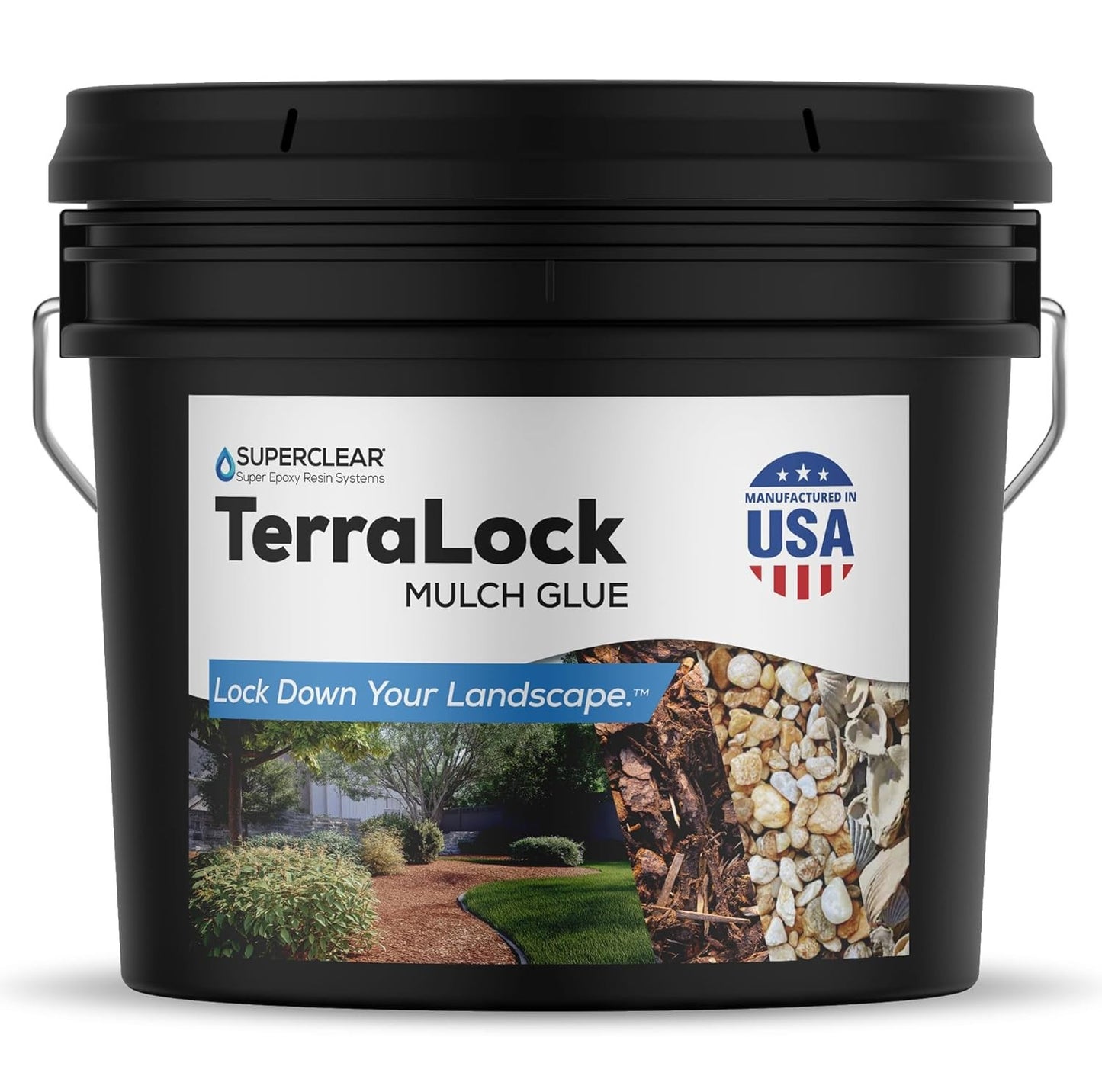 TerraLock Mulch Glue, 5 Gallon, for Landscaping, Holds Rocks & Straw