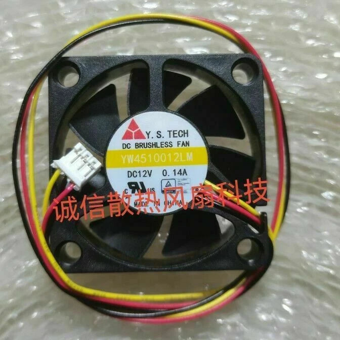 1x YW04510012LM Y.S.TECH Cooling Fan DC 12V 0.14A 45*45*10mm 3 pin