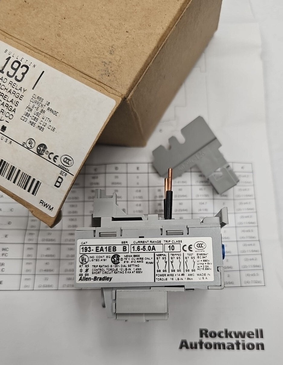 NOS For Allen-Bradley 193-EA1EB Series B Overload Relay