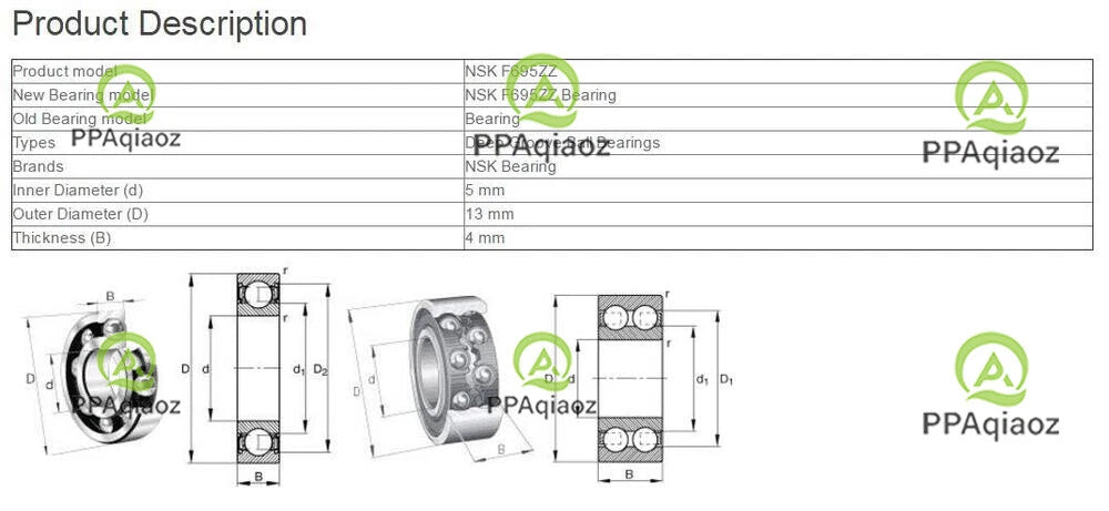 10PCS NSK F695ZZ Deep Groove Ball Bearings 5x13x4mm #P