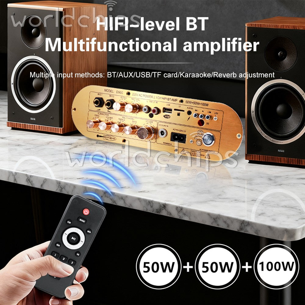 D900 Amplifier Board 2.1 Channel BLE5.0 Digital Amp Board Adjustable Bass Treble
