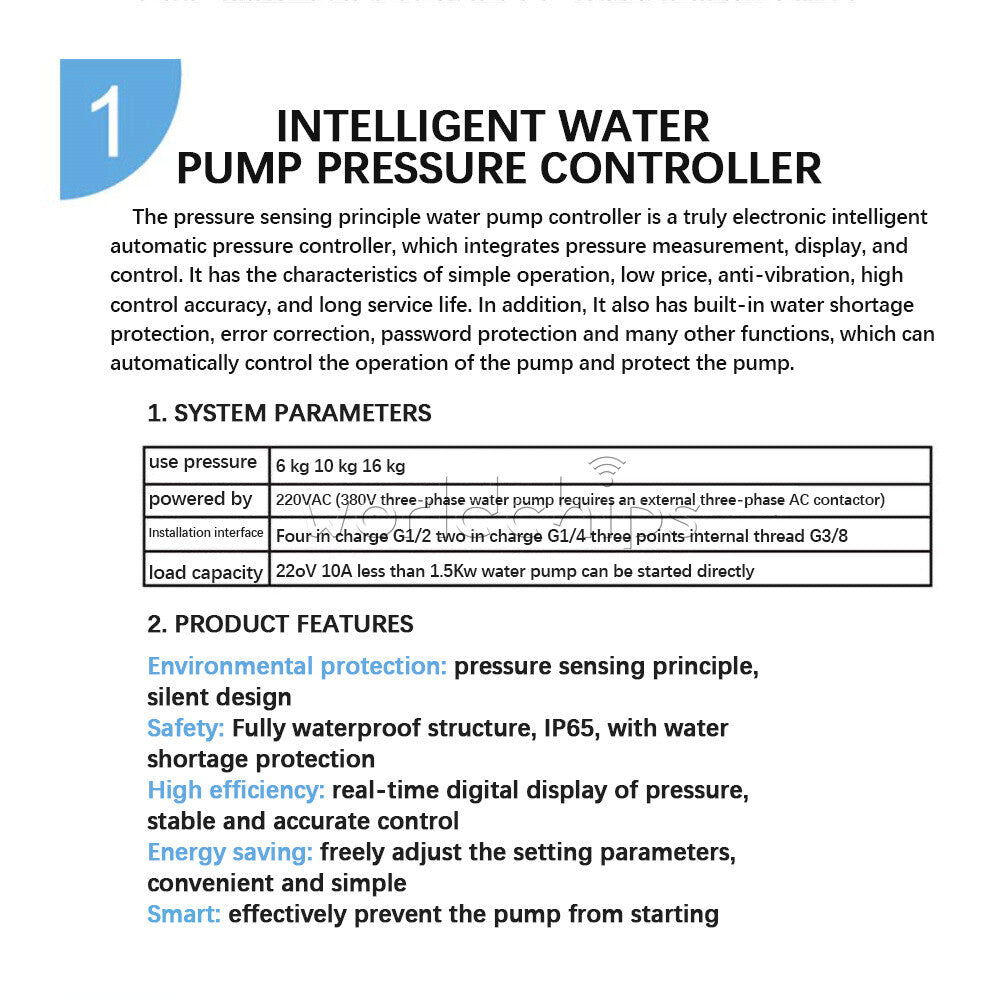 Intelligent wate Digital Pressure Controller Switch 220V For Water Ail Gas Pump