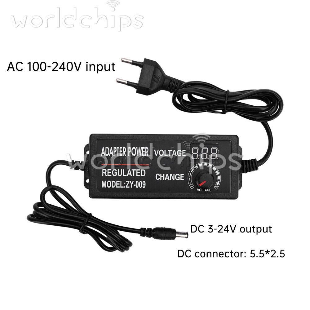 AC100-240V to DC3-24V 3A 5A Adjustable Voltage Power Adapter Switch Power Supply