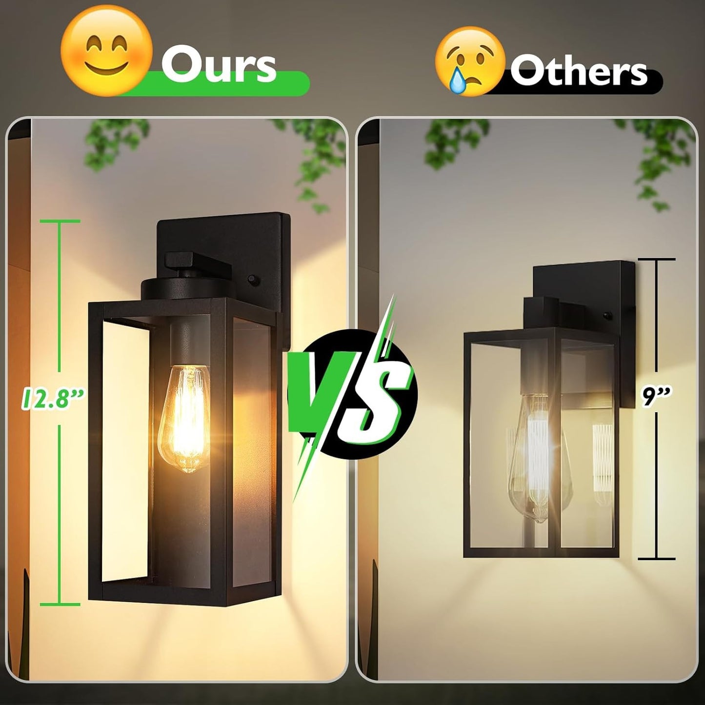 Outdoor Wall Mount Lantern,Waterproof,Matte Black Finish,Glass Shade, E26 Socket