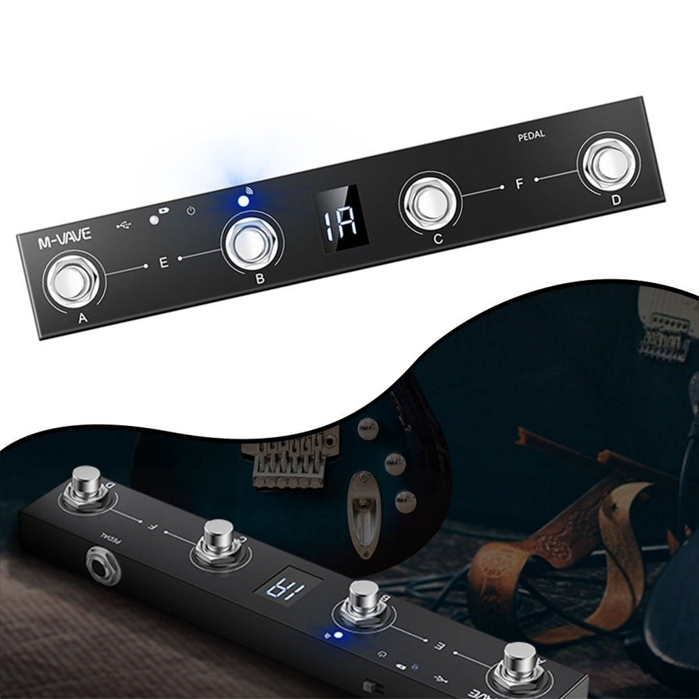 Portable For MIDI Footswitch with 4 Functional Buttons and Long Battery Life