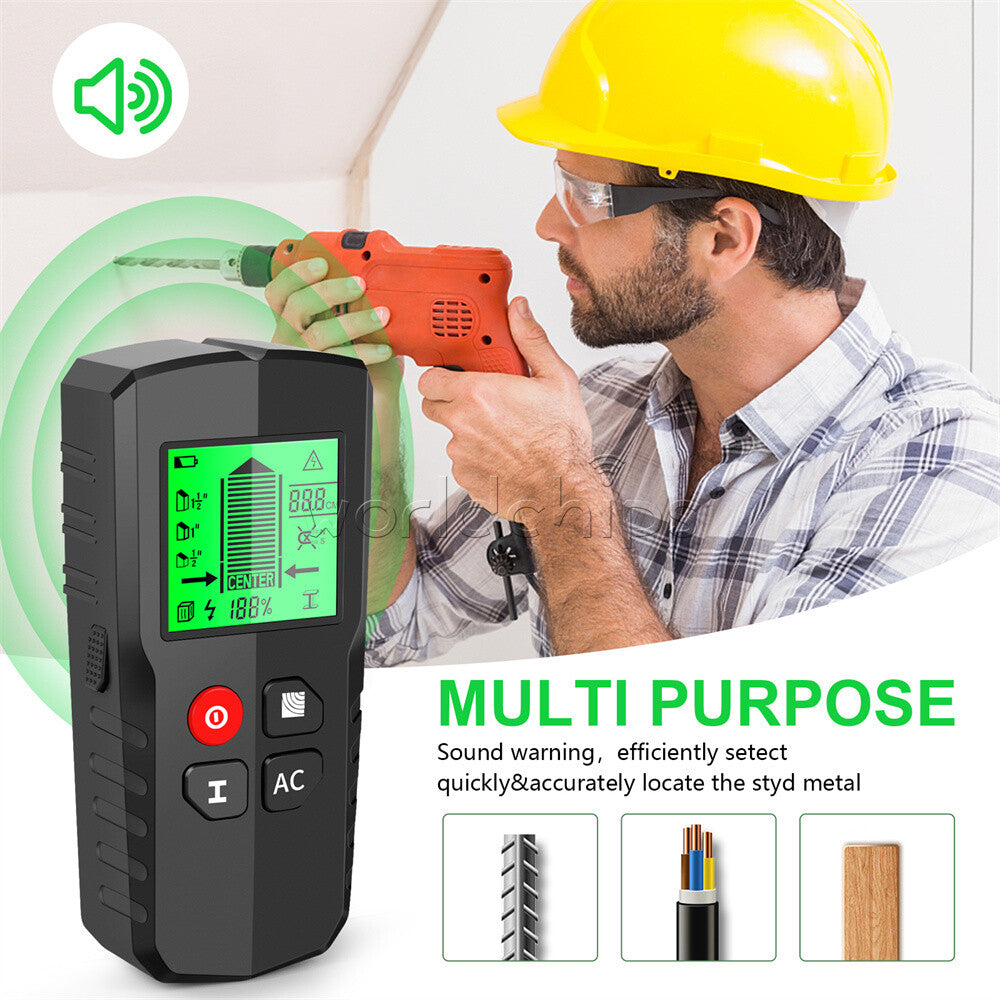 5in1 Stud Finder Wall Metal Detector Backlight AC Live Wire Scanner Wood Checker
