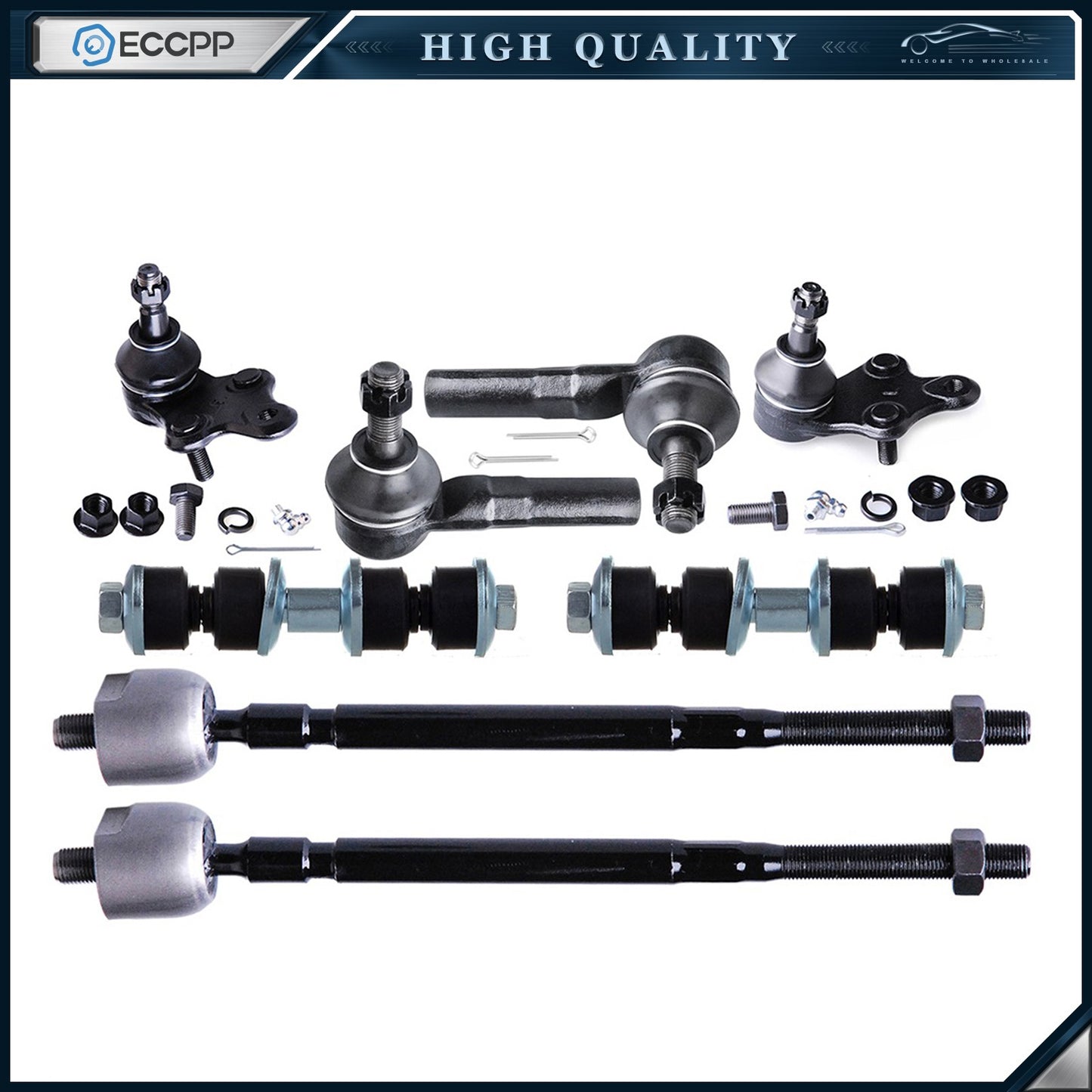 8Pcs Fit For Toyota Paseo Tercel Front Ball Joint Tie Rod End Rear Sway Bar Kit