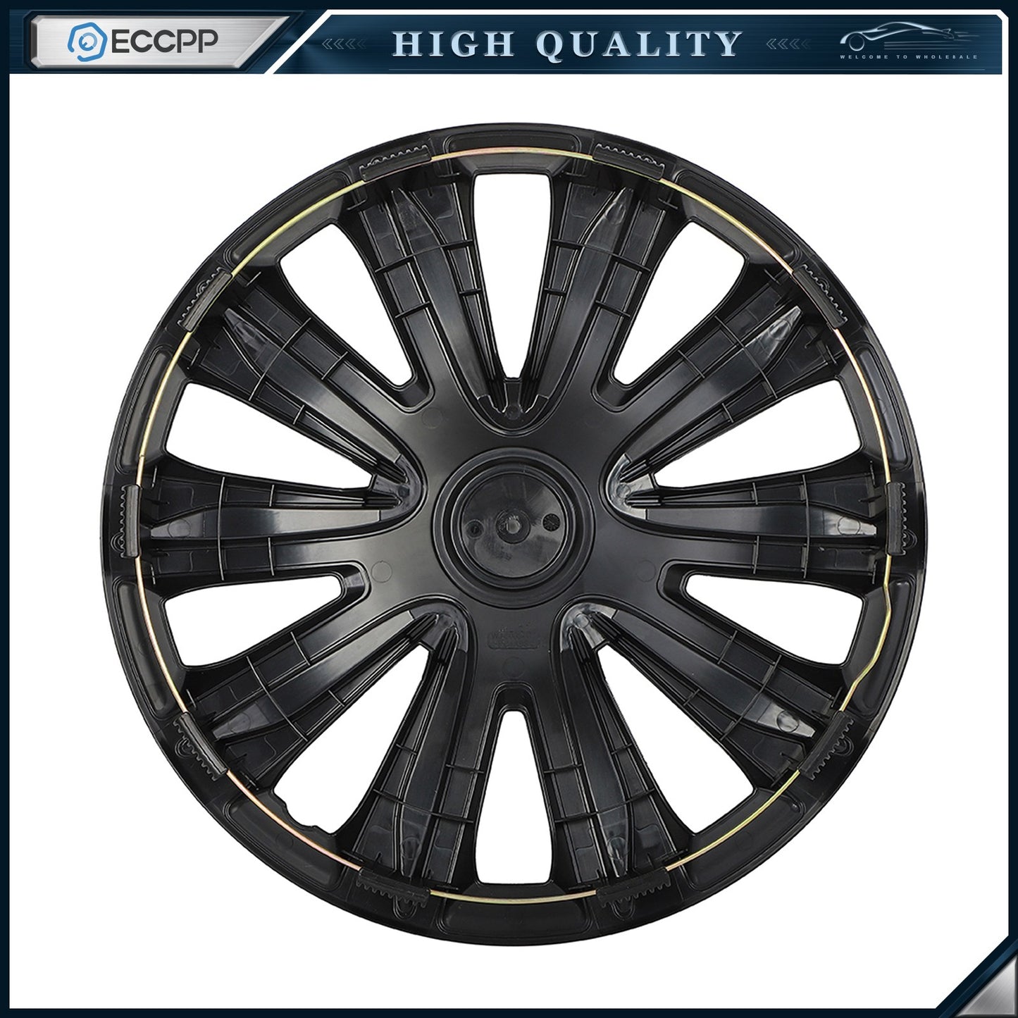 ECCPP 4 Pcs Wheel Covers Kit Black For R17 Tire Snap On Wheel Hub Caps 17 inch