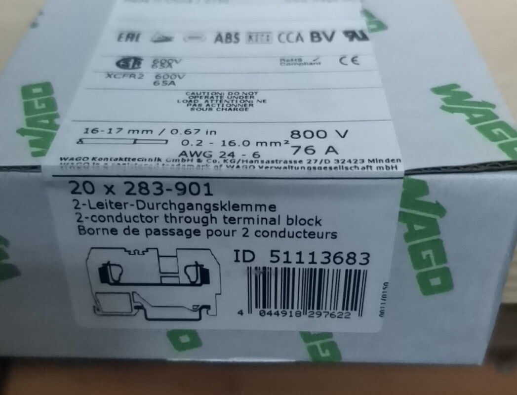 20pcs WAGO 51113683 Wiring Terminals 283-901