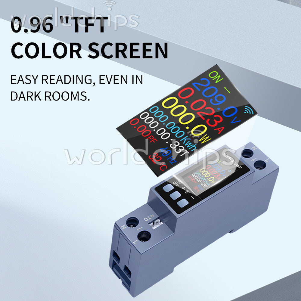 0.96" TFT 8-in-1 2-Phase AC Meter Voltage Current Power Meter AC 85~290V 0~40A