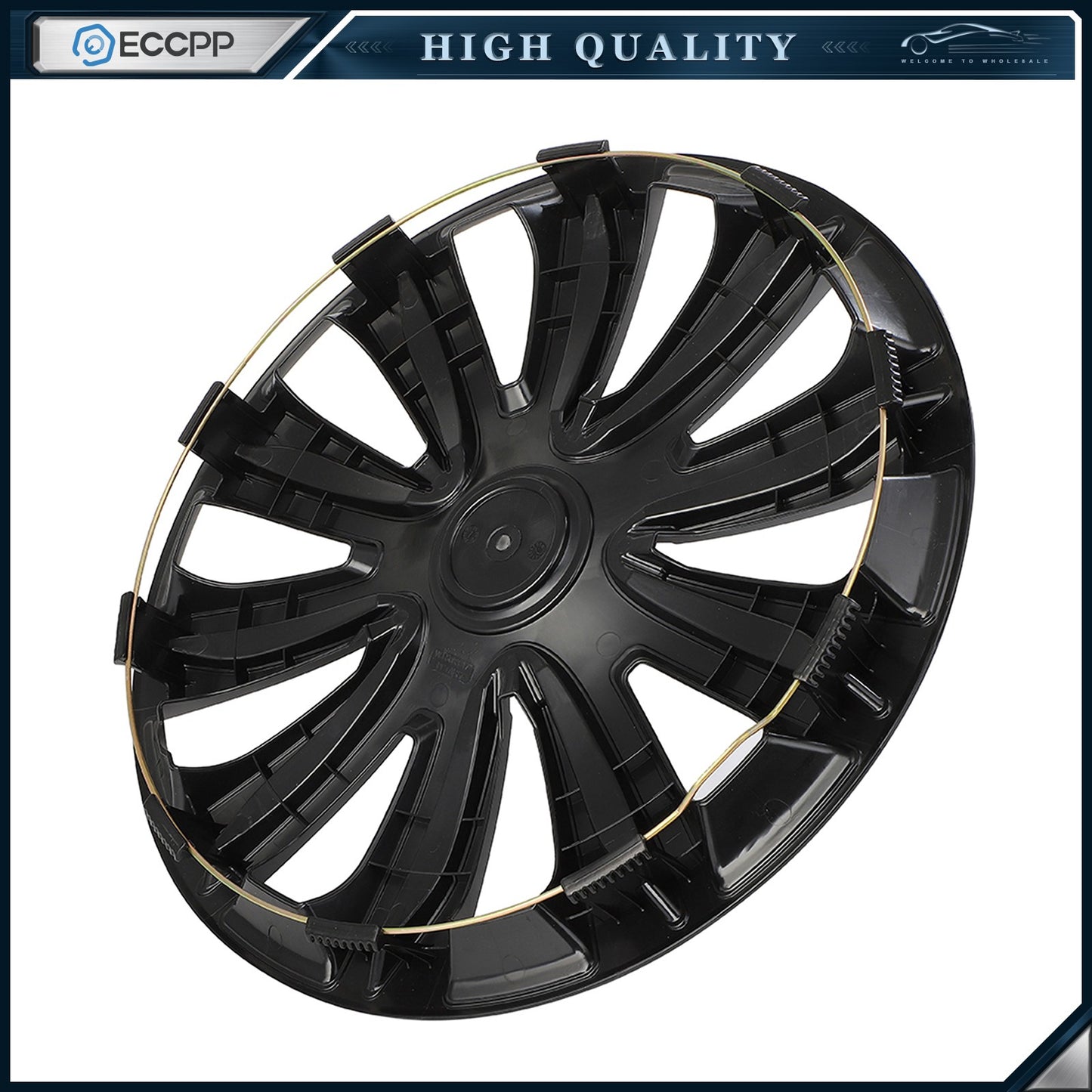 ECCPP 4 Pcs Wheel Covers Kit Black For R17 Tire Snap On Wheel Hub Caps 17 inch