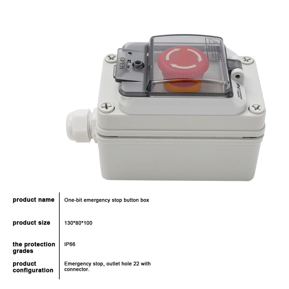 1pcs  Stop Button-Box 130*80*100mm Outlet Hole 22 With Connector