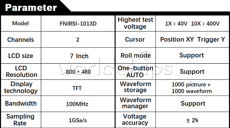 FNIRSI 1013D 7 Inches Digital Tablet Oscilloscope Dual Channel 100MHz Bandwidth