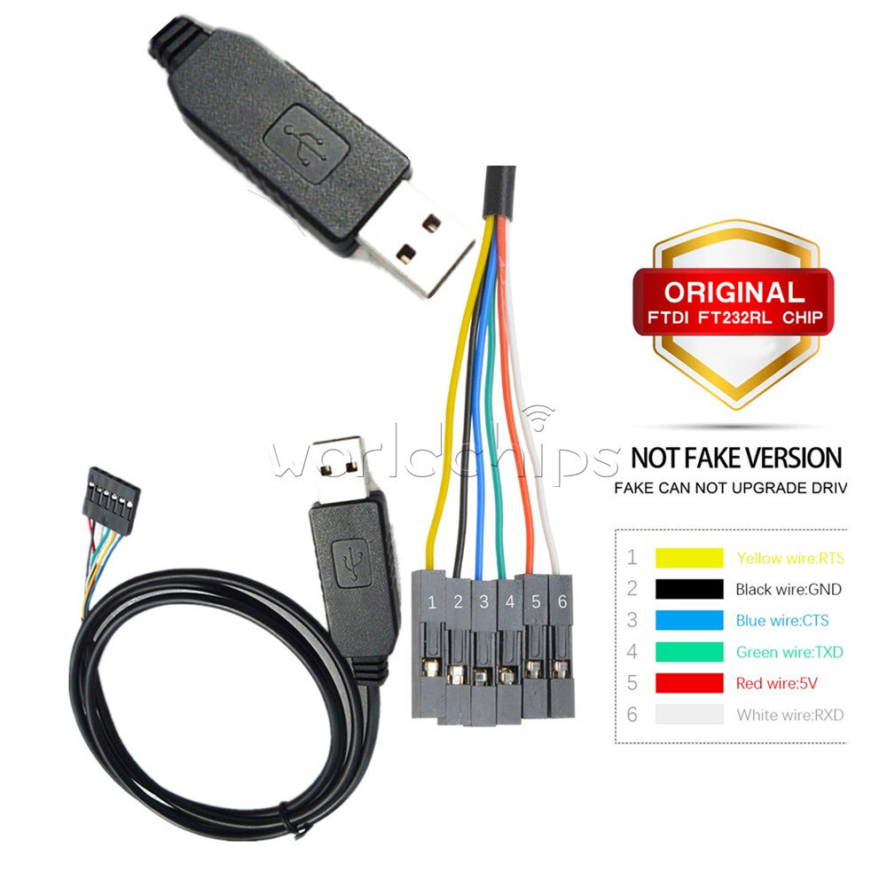 100PCS 1M 6Pin FTDI FT232RL USB to TTL RS232 Serial Adapter Cable for AVR ARM