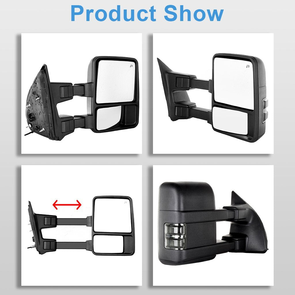 Right Side Power Heated Smoke Signal Tow Mirror For 08-16 Ford F250-F550