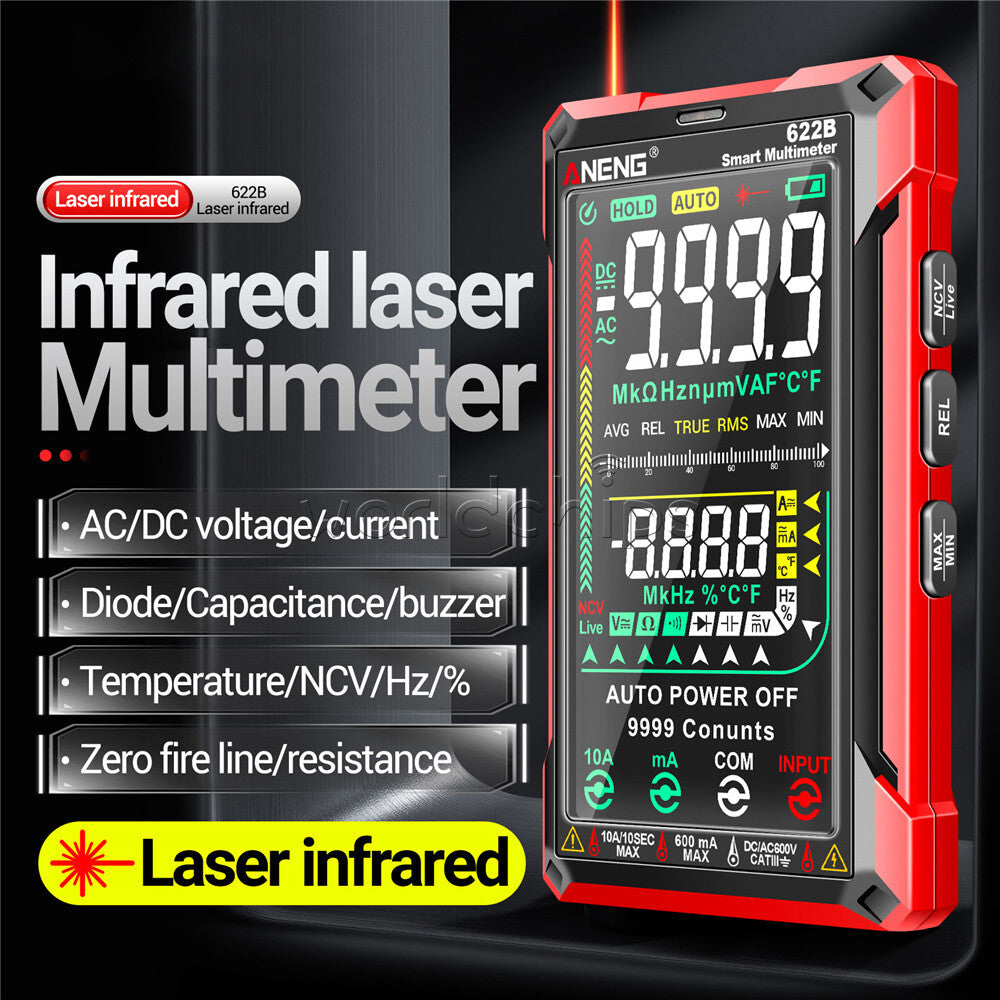 ANENG 622B Digital Smart Multimeter Auto Range DC/AC Meter Infrared Laser  Lamps