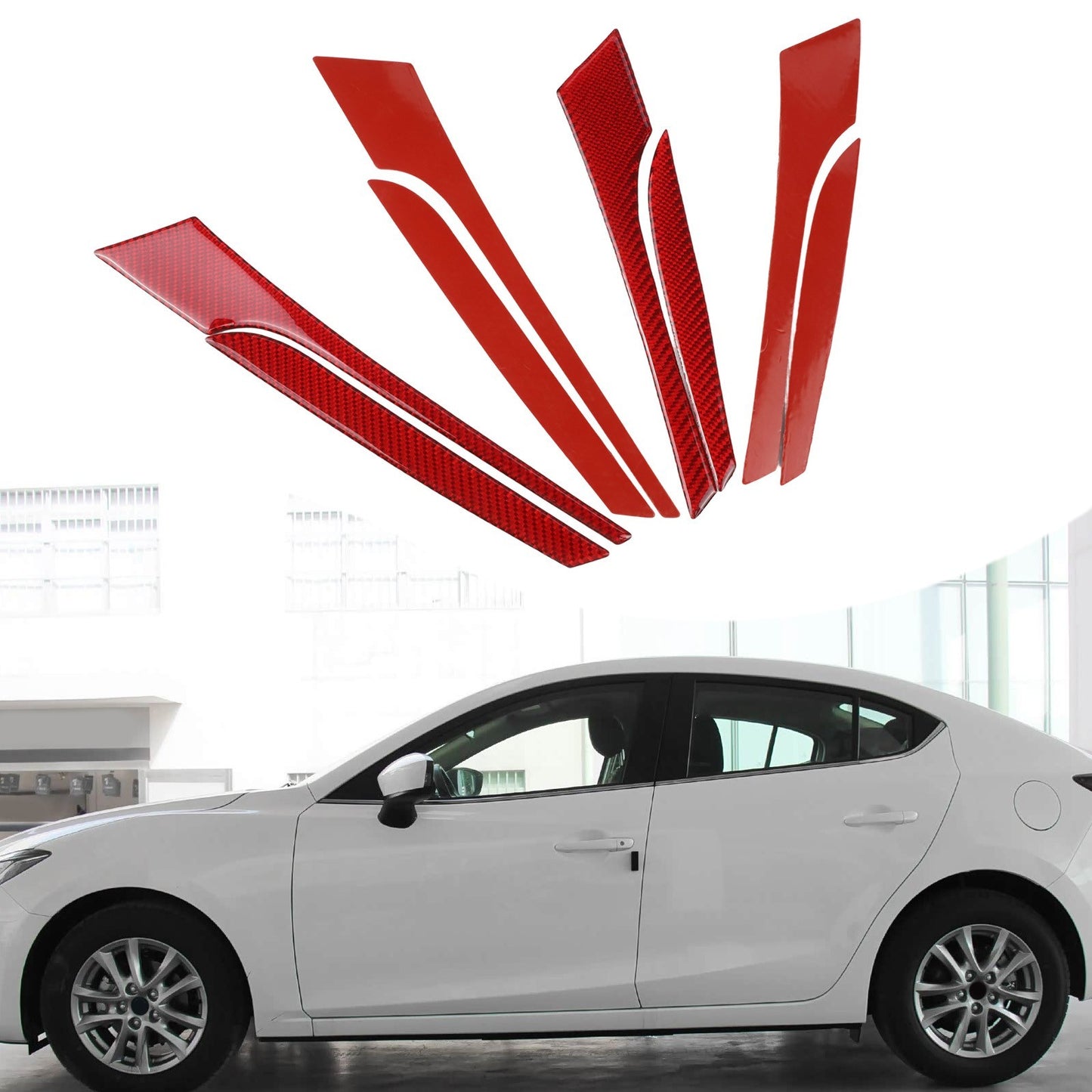 For Mazda Compatible Easy Install Inner Trim Strips in Vibrant Red Carbon Fiber