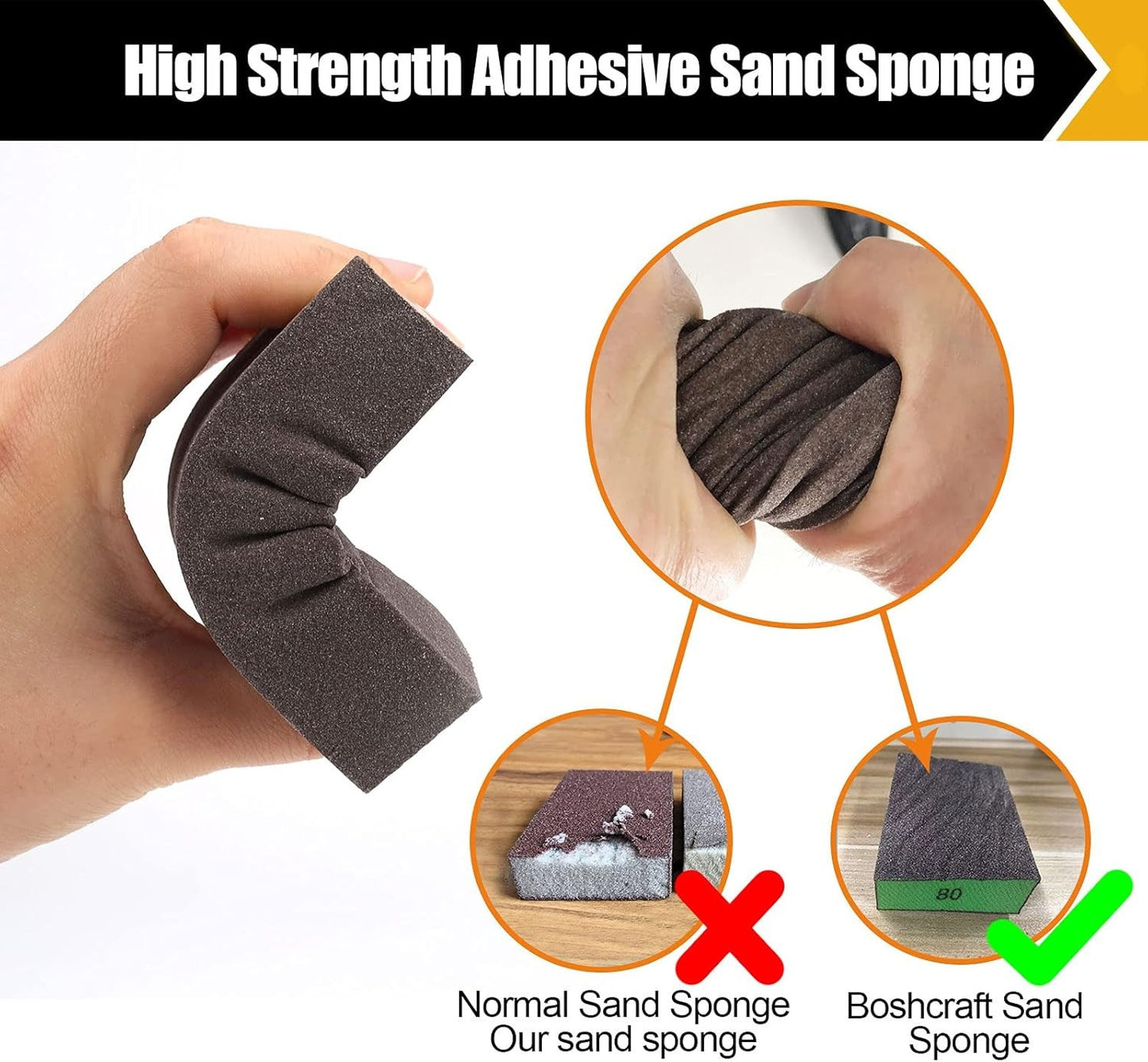 BOSHCRFAT 10 Pack Sanding Block, Washable and Reusable Sanding Sponge for Wood D