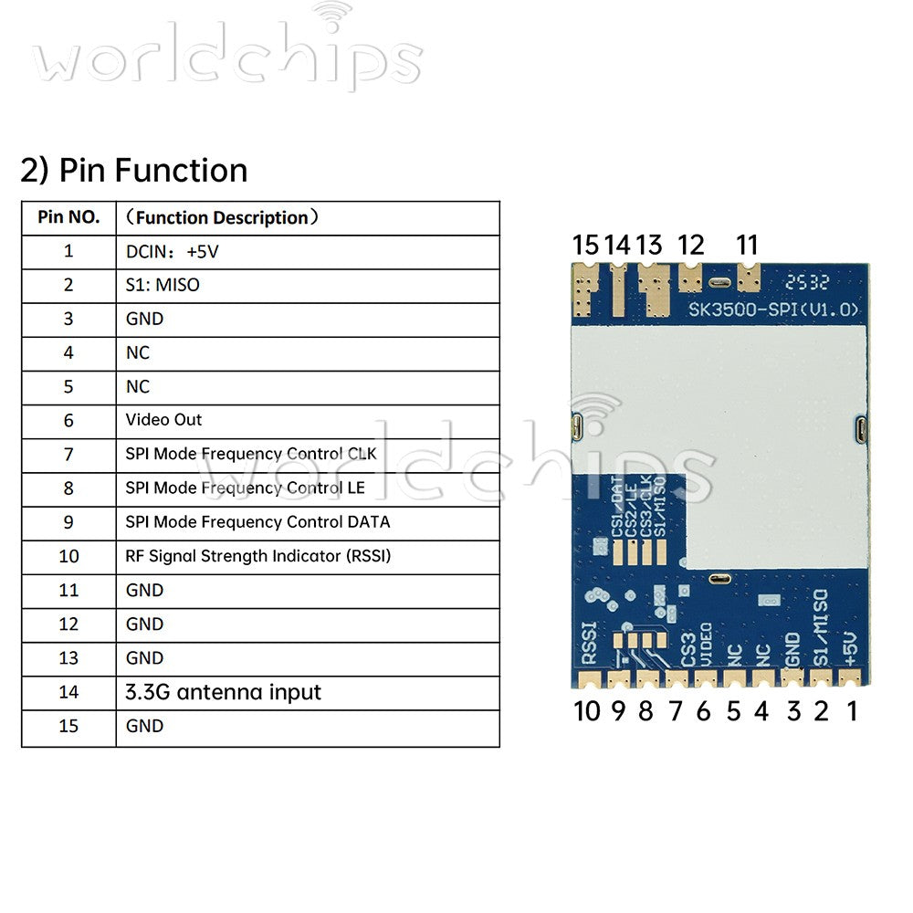 3.3Ghz FPV Analog Wireless Audio Video Transmission Receiving Module 64CH VRX