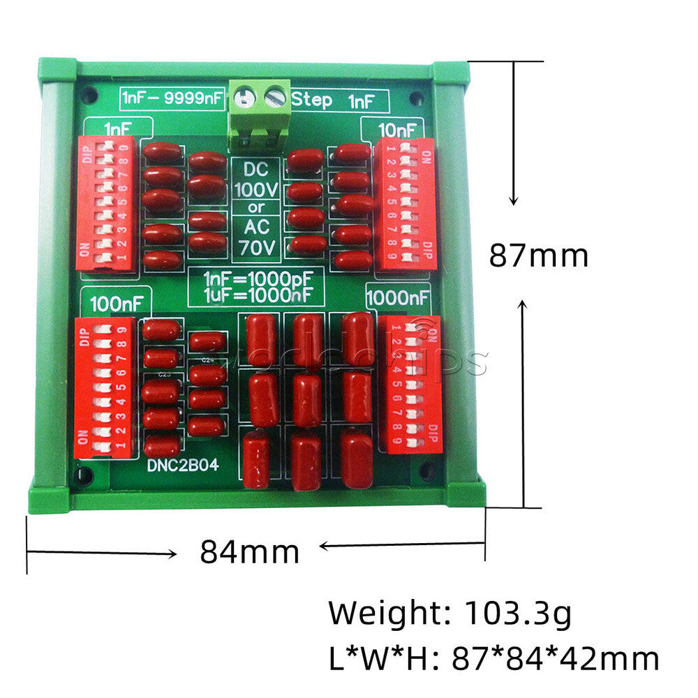 DC100V/AC70V 1nF to 9999nF Step-1nF Programmable Capacitor Board Film Capacitor